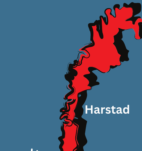 Harstad on the map of Norway